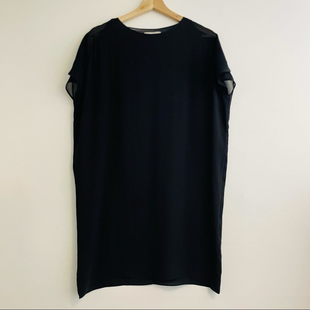 Oak + Fort | Black Chiffon Tunic Dress